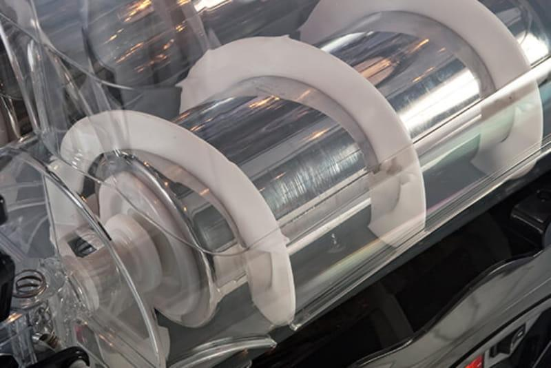Ompressor slush-machine verdamper en roterend vijzel-mengmechanisme